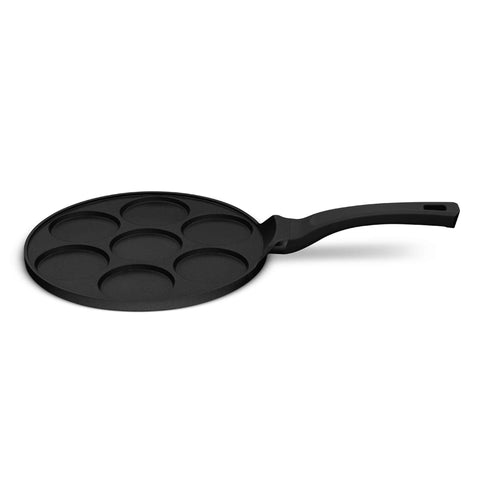 BH/7793, BH/1444, Molde para panqueques de 7 agujeros, 26 cm, negro, molde para panqueques, aluminio fundido, molde para panqueques con agujeros, utensilios de cocina, cocina, sartenes, molde para crepes/panqueques