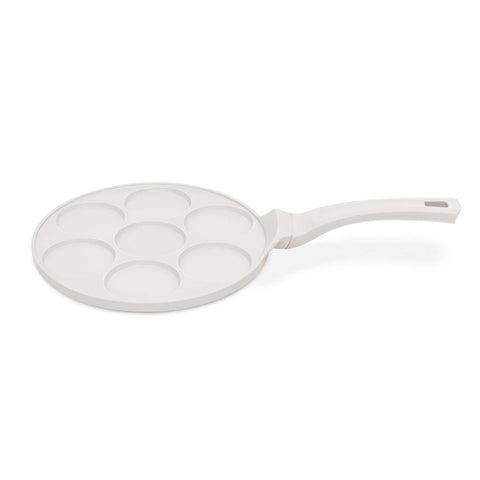 BH/7794, Molde para panqueques de 7 agujeros, 26 cm, color crema mate, molde para panqueques, aluminio fundido, molde para panqueques con agujeros, utensilios de cocina, cocina, sartenes, molde para crepes/panqueques