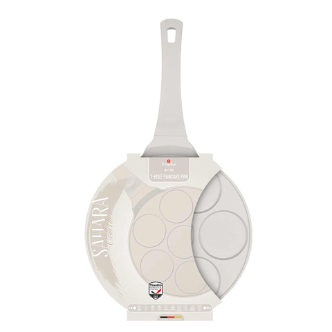 BH/7794, Molde para panqueques de 7 agujeros, 26 cm, color crema mate, molde para panqueques, aluminio fundido, molde para panqueques con agujeros, utensilios de cocina, cocina, sartenes, molde para crepes/panqueques