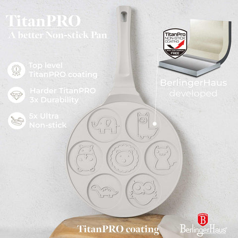BH/7800, Molde para crepes con forma de animal, 7 agujeros, 26 cm, color crema mate, aluminio fundido, molde para crepes con agujeros, animal, utensilios de cocina, cocina, sartenes, molde para crepes/panqueques