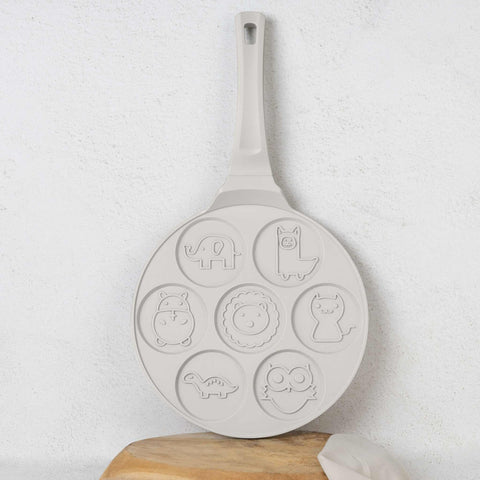 BH/7800, Molde para crepes con forma de animal, 7 agujeros, 26 cm, color crema mate, aluminio fundido, molde para crepes con agujeros, animal, utensilios de cocina, cocina, sartenes, molde para crepes/panqueques