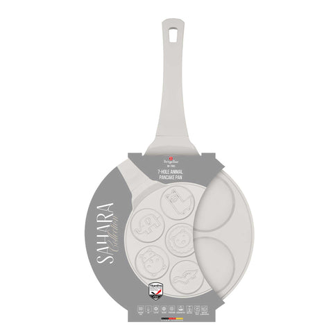 BH/7800, Molde para crepes con forma de animal, 7 agujeros, 26 cm, color crema mate, aluminio fundido, molde para crepes con agujeros, animal, utensilios de cocina, cocina, sartenes, molde para crepes/panqueques