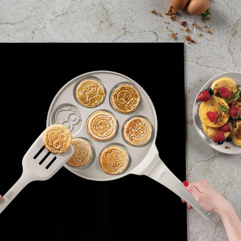 BH/7800, Molde para crepes con forma de animal, 7 agujeros, 26 cm, color crema mate, aluminio fundido, molde para crepes con agujeros, animal, utensilios de cocina, cocina, sartenes, molde para crepes/panqueques