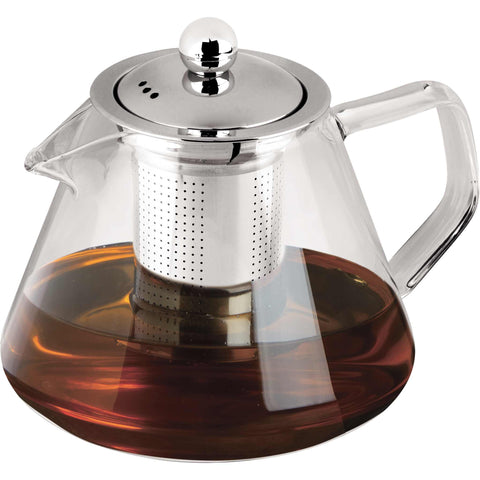 Product image of Round glass tea pot with filter 1L. Part of the Black Vantage Collection/Matte Black Collection/Black Silver Collection/Eternal Collection . Features: • Material: borosilicate glass lid with 18/10 stainless steel filter • Capacity: 1 L. (Conceptual view). Official Berlinger Haus product, boosted by Promintra sl.