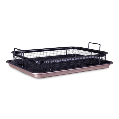 BH/7856, Safata rectangular per coure amb cistella metàl·lica, Or rosa, Estris per coure, Safata per coure amb cistella, Safata per coure, Cistella, Rectangle, Coure