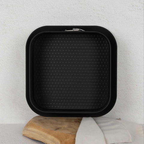 BH/7890, Motlle desmuntable quadrat 28x28cm, Negre mat, Estris per coure, Motlle desmuntable quadrat, Pastís, Acoblament, Fornejat