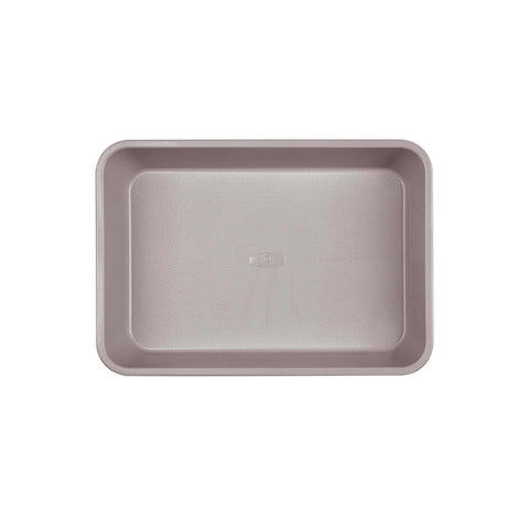 Product image of Oblong roaster 40x28cm. Part of the Taupe Collection . Features: • Material: carbon steel with non-stick titanPro coating • Size: 40*28*7 cm • Color: matt taupe. (Studio view). Official Berlinger Haus product, boosted by Promintra sl.