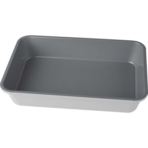 Product image of Oblong roaster 40x28cm. Part of the Aspen Collection . Features: • Material: carbon steel with non-stick titanPro coating • Size: 40*28*7 cm • Color: matt grey. (Studio view). Official Berlinger Haus product, boosted by Promintra sl.