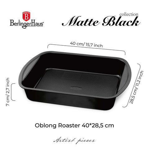 BH/7910, Asador rectangular 40x28,5cm, Negro mate, Utensilios para hornear, Asador rectangular a., Asador rectangular, Asador, Hornear, Bandeja para asar