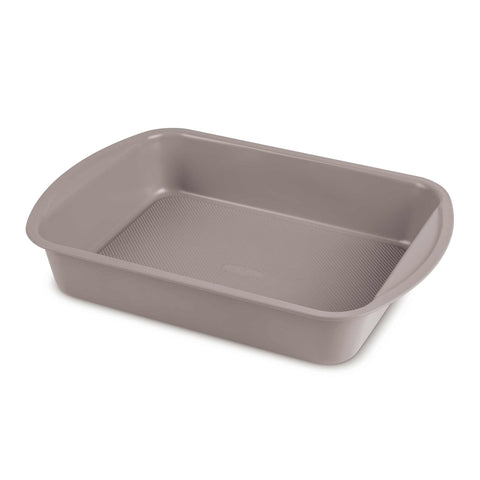 Product image of Oblong roaster 35x27cm. Part of the Taupe Collection . Features: • Material: carbon steel with titanPro non-stick coating • Size: 35*27*6,5 cm • Color: matt taupe. (Studio view). Official Berlinger Haus product, boosted by Promintra sl.
