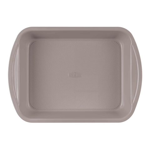 Product image of Oblong roaster 35x27cm. Part of the Taupe Collection . Features: • Material: carbon steel with titanPro non-stick coating • Size: 35*27*6,5 cm • Color: matt taupe. (Studio view). Official Berlinger Haus product, boosted by Promintra sl.