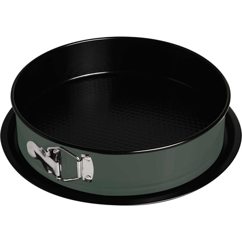 Product image of Round springform 26x6,8cm. Part of the Matte Green Collection . Features: • Material: carbon steel with titanPro non-stick coating • Size: 26*6,8 cm • Base size: Ø29,9 cm • Color: matt green. (Studio view). Official Berlinger Haus product, boosted by Promintra sl.