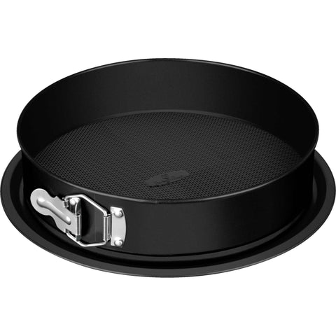 Product image of Round springform 26x6,8cm. Part of the Matte Black Collection/Black Rose Collection . Features: • Material: carbon steel with titanPro non-stick coating • Size: 26*6,8 cm • Base size: Ø29,9 cm • Color: matt black. (Studio view). Official Berlinger Haus product, boosted by Promintra sl.