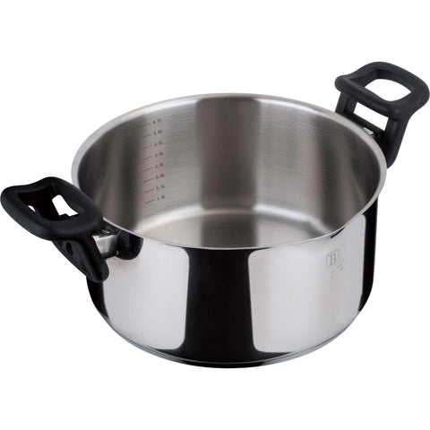 Product image of Casserole with lid 24cm. Part of the Silver Jewellery Collection . Features: • Material: stainless steel • Handle and knob: black bakelite • Casserole with lid Ø24*11,5 cm 5,2L • Color: stainless steel. (Studio view). Official Berlinger Haus product, boosted by Promintra sl.