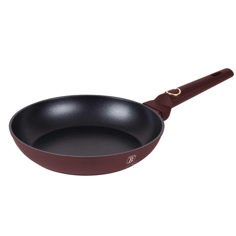 Product image of Frypan 24cm. Part of the Leonardo Collection . Features: • Material: forged aluminum with non-stick titanPro coating • Frypan Ø24*4,8 cm 1,7L • Color: matt bordeaux REGISTERED DESIGN BY BERLINGER HAUS!. (Studio view). Official Berlinger Haus product, boosted by Promintra sl.