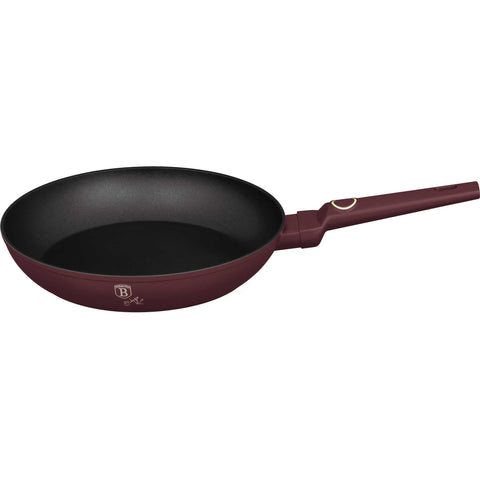 Product image of Frypan 28cm. Part of the Leonardo Collection . Features: • Material: forged aluminum with non-stick titanPro coating • Frypan Ø28*5,2 cm 2,4L • Color: matt bordeaux REGISTERED DESIGN BY BERLINGER HAUS!. (Studio view). Official Berlinger Haus product, boosted by Promintra sl.