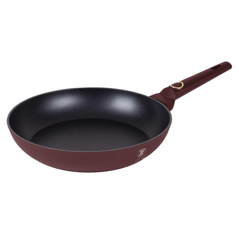 Product image of Frypan 28cm. Part of the Leonardo Collection . Features: • Material: forged aluminum with non-stick titanPro coating • Frypan Ø28*5,2 cm 2,4L • Color: matt bordeaux REGISTERED DESIGN BY BERLINGER HAUS!. (Studio view). Official Berlinger Haus product, boosted by Promintra sl.