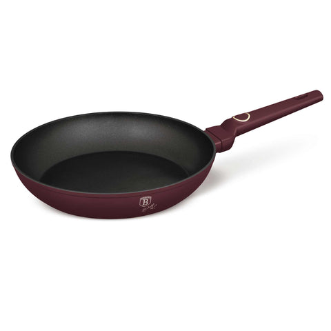 Product image of Frypan 28cm. Part of the Leonardo Collection . Features: • Material: forged aluminum with non-stick titanPro coating • Frypan Ø28*5,2 cm 2,4L • Color: matt bordeaux REGISTERED DESIGN BY BERLINGER HAUS!. (Studio view). Official Berlinger Haus product, boosted by Promintra sl.