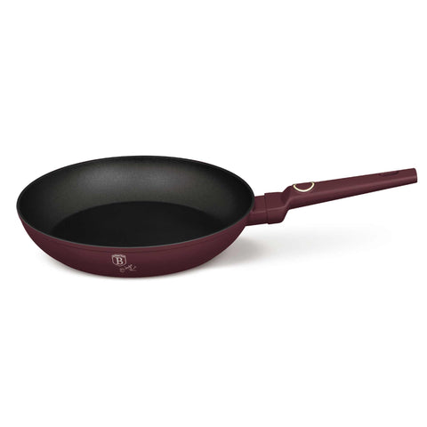 Product image of Frypan 28cm. Part of the Leonardo Collection . Features: • Material: forged aluminum with non-stick titanPro coating • Frypan Ø28*5,2 cm 2,4L • Color: matt bordeaux REGISTERED DESIGN BY BERLINGER HAUS!. (Studio view). Official Berlinger Haus product, boosted by Promintra sl.