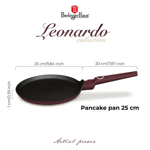 BH/8025, Sartén para crepes de 25 cm, Burdeos mate, Sartén para crepes de 25 cm, Sartén para crepes, Utensilios de cocina, Cocina, Sartenes, Sartén para crepes/panqueques