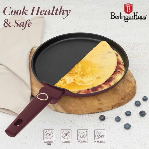BH/8025, Sartén para crepes de 25 cm, Burdeos mate, Sartén para crepes de 25 cm, Sartén para crepes, Utensilios de cocina, Cocina, Sartenes, Sartén para crepes/panqueques