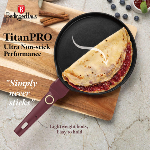 BH/8025, Sartén para crepes de 25 cm, Burdeos mate, Sartén para crepes de 25 cm, Sartén para crepes, Utensilios de cocina, Cocina, Sartenes, Sartén para crepes/panqueques