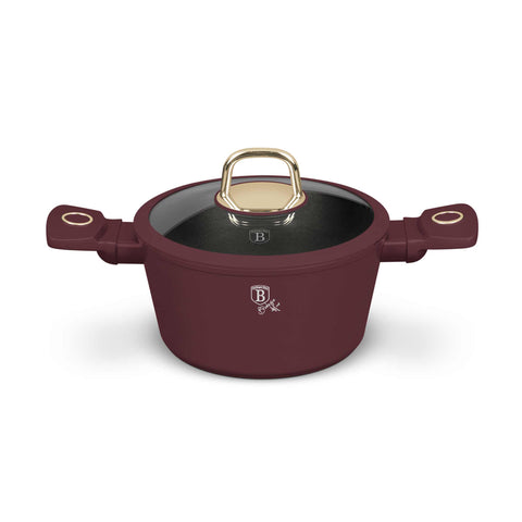 BH/8040, Panela de 20 cm com Tampa, Bordô Fosco, Panela de 20 cm, Panela, Caçarola, Panela com Tampa, Conjunto de Utensílios de Cozinha, Fogão