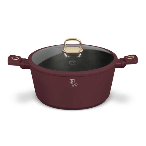 BH/8043, Caçarola de 30 cm com Tampa, Bordô Fosco, caçarola de 30 cm, caçarola, panela, caçarola com tampa, utensílios de cozinha, cozinha