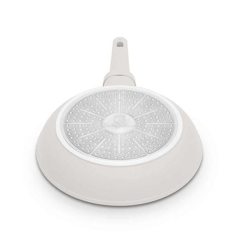 Product image of Frypan 24cm. Part of the Sahara Collection . Features: • Material: forged aluminum with non-stick titanPro coating • Frypan Ø24*4,8 cm 1,7L • Color: matt cream REGISTERED DESIGN BY BERLINGER HAUS!. (Studio view). Official Berlinger Haus product, boosted by Promintra sl.