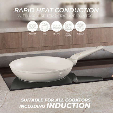 BH/8053, NUEVO, Sartén 24cm, crema mate, sartén 24 cm, sartén, sartén, batería de cocina, cocina,Berlinger Haus, Promintra