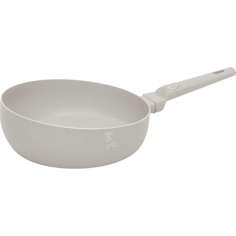 Product image of Flip frypan 26cm. Part of the Sahara Collection . Features: • Material: stamp aluminum with non-stick titanPro coating • Flip frypan Ø26 cm 2,8L • Color: matt cream REGISTERED DESIGN BY BERLINGER HAUS!. (Studio view). Official Berlinger Haus product, boosted by Promintra sl.