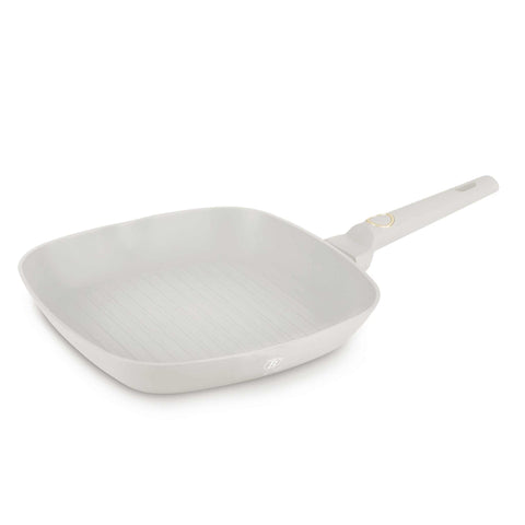 Product image of Grill pan 28cm. Part of the Sahara Collection . Features: • Material: forged aluminum with non-stick titanPro coating • Grill pan Ø28*4,1 cm 2,1L • Color: matt cream REGISTERED DESIGN BY BERLINGER HAUS!. (Studio view). Official Berlinger Haus product, boosted by Promintra sl.