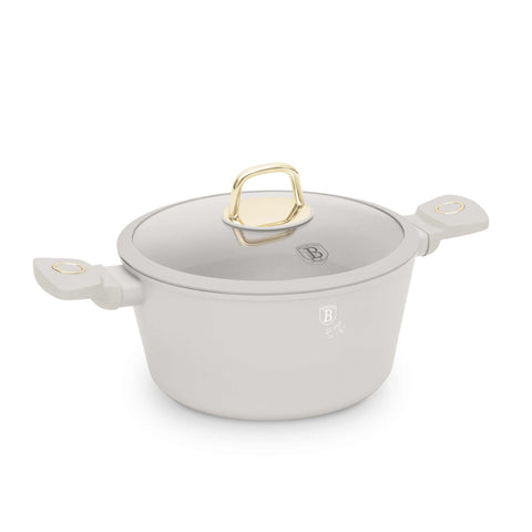 BH/8071N, Caçarola de 24 cm com Tampa, Creme Fosco, Caçarola de 24 cm, Caçarola, Panela, Caçarola com Tampa, Conjunto de Utensílios de Cozinha
