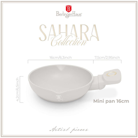 BH/8076, Mini sartén 16cm, Crema Mate, mini sartén 16 cm, mini sartén, sartén, utensilios de cocina, cocina, sartenes