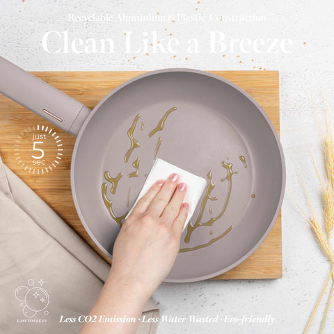 Product image of Frypan 24cm. Part of the Taupe Collection . Features: • Material: forged aluminum with non-stick titanPro coating • Frypan Ø24*4,8 cm 1,7L • Color: matt taupe REGISTERED DESIGN BY BERLINGER HAUS!. (Studio view). Official Berlinger Haus product, boosted by Promintra sl.
