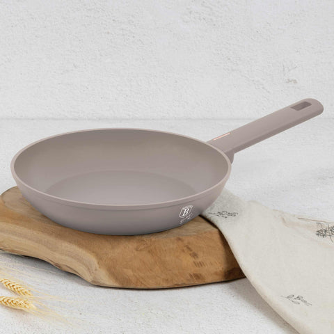 Product image of Frypan 24cm. Part of the Taupe Collection . Features: • Material: forged aluminum with non-stick titanPro coating • Frypan Ø24*4,8 cm 1,7L • Color: matt taupe REGISTERED DESIGN BY BERLINGER HAUS!. (Studio view). Official Berlinger Haus product, boosted by Promintra sl.