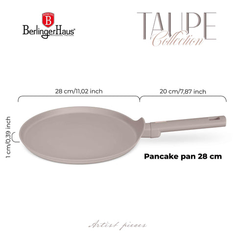 BH/8086, Sartén para panqueques de 28 cm, color topo mate, sartén para panqueques de 28 cm, sartén para panqueques, utensilios de cocina, cocina, sartenes, sartén para crepes/panqueques
