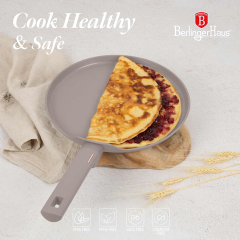 BH/8086, Sartén para panqueques de 28 cm, color topo mate, sartén para panqueques de 28 cm, sartén para panqueques, utensilios de cocina, cocina, sartenes, sartén para crepes/panqueques