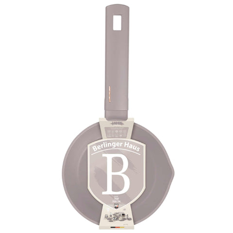 Product image of Sauce pan 16cm. Part of the Taupe Collection . Features: • Material: forged aluminum with non-stick titanPro coating • Sauce pan Ø16*7 cm 1,2L • Color: matt taupe REGISTERED DESIGN BY BERLINGER HAUS!. (Studio view). Official Berlinger Haus product, boosted by Promintra sl.