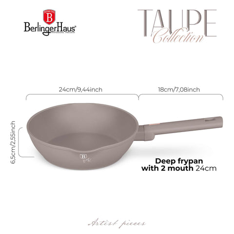 BH/8090, Sartén honda con 2 bocas 24cm, Topo Mate, Sartén honda 24 cm, Sartén, Sartén honda, Sartén, Batería de cocina, Cocina, Sartenes
