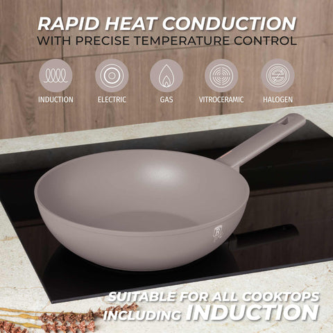 BH/8093, Wok 28cm, Taupe Mate, Wok 28 cm, Wok, Batería de cocina, Cocina, Sartenes