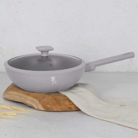BH/8094, NUEVO, Wok con tapa 28cm, gris topo mate, wok 28 cm con tapa, wok, wok con tapa, batería de cocina, cocinar,Berlinger Haus, Promintra