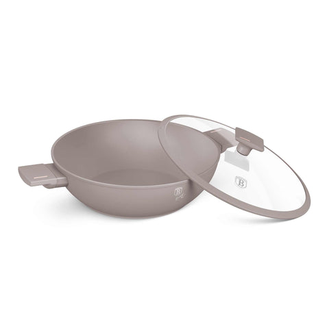 BH/8095, Wok con tapa 30cm, Taupe mate, Wok 30 cm con tapa, Wok, Wok con tapa, Batería de cocina, Cocinar, Sartenes