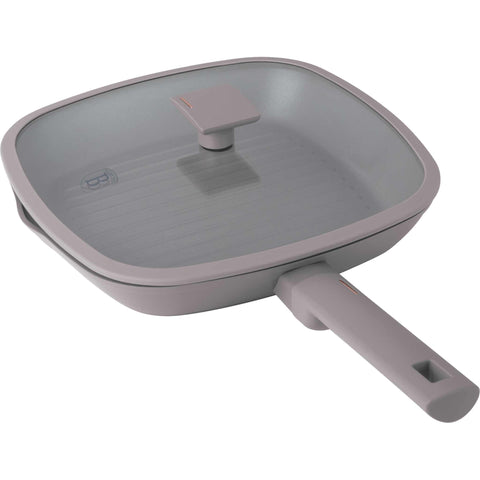 BH/8097, NUEVO, Sartén grill con tapa 28cm, gris topo mate, sartén grill 28 cm con tapa, sartén, sartén, sartén grill, sartén grill con tapa, batería de cocina, cocinar,Berlinger Haus, Promintra