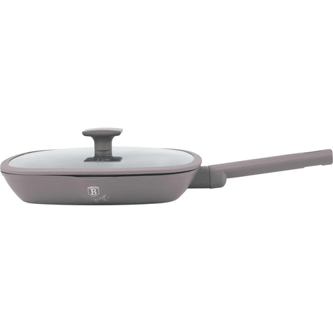 BH/8097, NUEVO, Sartén grill con tapa 28cm, gris topo mate, sartén grill 28 cm con tapa, sartén, sartén, sartén grill, sartén grill con tapa, batería de cocina, cocinar,Berlinger Haus, Promintra
