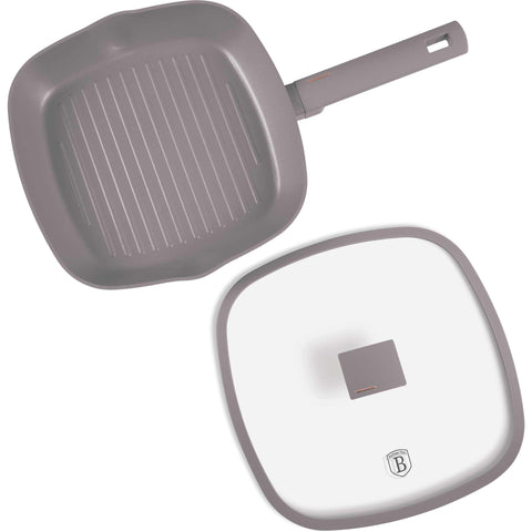 BH/8097, NUEVO, Sartén grill con tapa 28cm, gris topo mate, sartén grill 28 cm con tapa, sartén, sartén, sartén grill, sartén grill con tapa, batería de cocina, cocinar,Berlinger Haus, Promintra