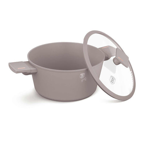 BH/8101N, Caçarola de 24 cm com Tampa, Taupe Fosco, Caçarola de 24 cm, Caçarola, Panela, Caçarola com Tampa, Conjunto de Utensílios de Cozinha, Fogão