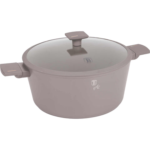 Product image of Casserole with lid 30cm. Part of the Taupe Collection . Features: • Material: forged aluminum with non-stick titanPro coating • Casserole with lid Ø30*13,5 cm 8L • Color: matt taupe REGISTERED DESIGN BY BERLINGER .... (Studio view). Official Berlinger Haus product, boosted by Promintra sl.