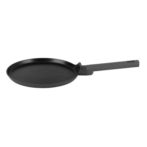 Product image of Pancake pan 25cm. Part of the Anthracite Collection . Features: • Material: forged aluminum with non-stick titanPro coating • Pancake pan Ø25*1,5 cm • Color: matt anthracite REGISTERED DESIGN BY BERLINGER HAUS!. (Studio view). Official Berlinger Haus product, boosted by Promintra sl.