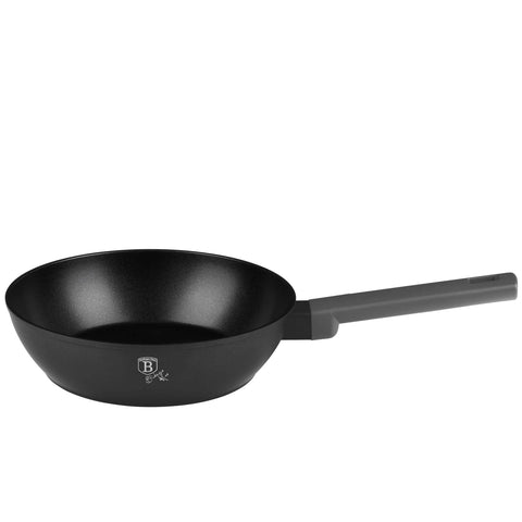 Product image of Deep frypan with lid 24cm. Part of the Anthracite Collection . Features: • Material: forged aluminum with non-stick titanPro coating • Deep frypan with lid Ø24*6,5 cm 2,3L • Color: matt anthracite REGISTERED DESIGN BY BE.... (Studio view). Official Berlinger Haus product, boosted by Promintra sl.